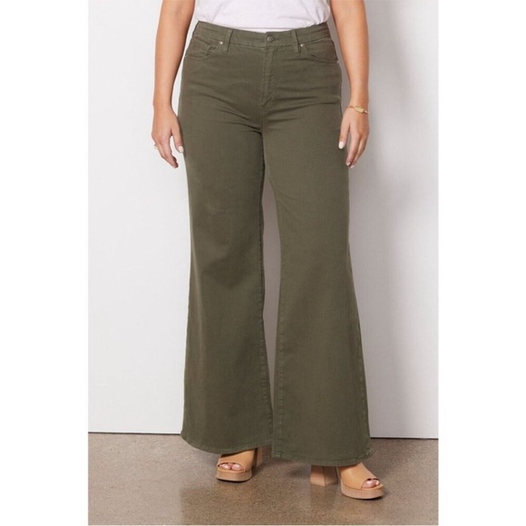 Good American Denim - Good American Women's Size 24 Green Good Waist‎ Palazzo Wide Leg Pant Jeans